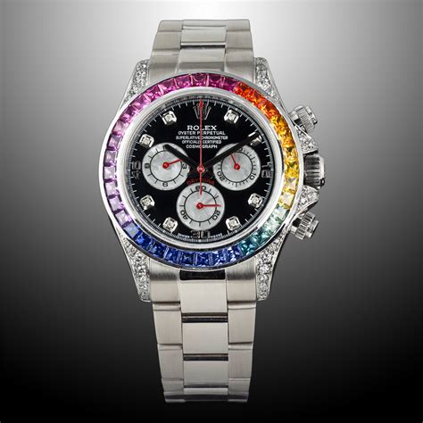 rolex daytona cosmograph rainbow bezel|rolex rainbow daytona retail price.